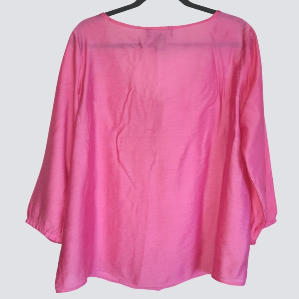 2X Karen Brooks Women Plus Size Shiny Pink Fuchsia Sequin Tunic Top Blouse - Picture 4 of 5